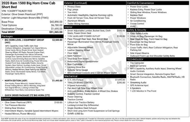 2020 RAM 1500 Big Horn/Lone Star