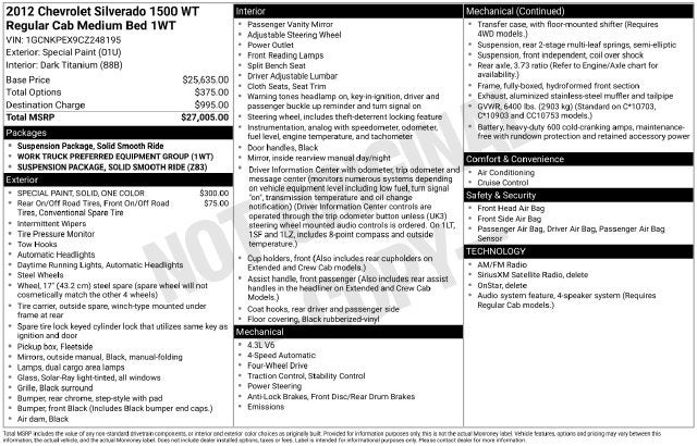 2012 Chevrolet Silverado 1500 Work Truck