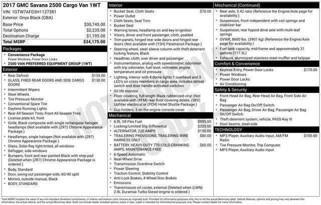 2017 GMC Savana 2500 Work Van