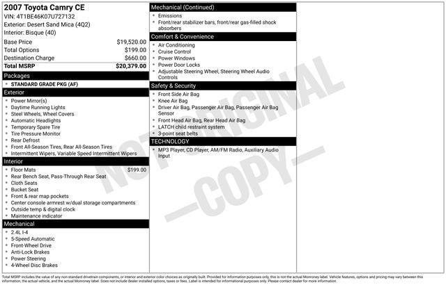 2007 Toyota Camry Base CE