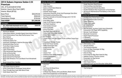 2014 Subaru Impreza 2.0i Premium