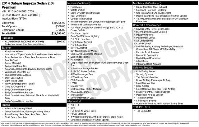 2014 Subaru Impreza 2.0i Premium