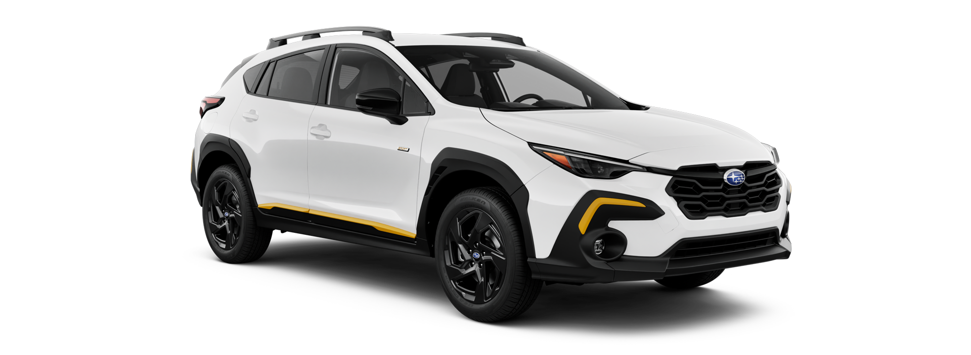 Subaru Crosstrek Sport with yellow accents on the front bumper and side skirts.